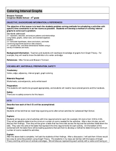 Coloring Interval Graphs Lesson Plan