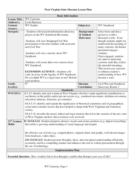 West Virginia State Museum Lesson Plan Lesson Plan