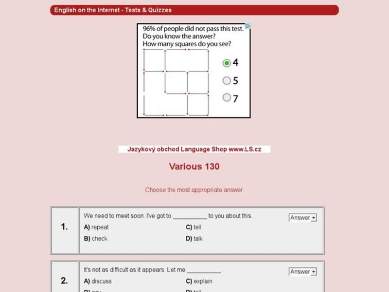 Vocabulary Review #130 Interactive