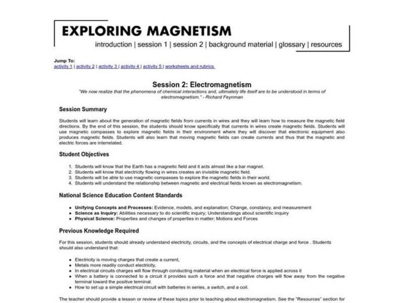 Electromagnetism Lesson Plan