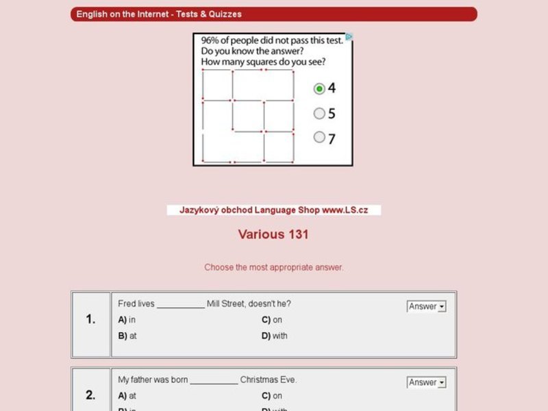 Various prepositions: 131 Interactive