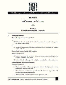 Slavery: A Crisis in the Making Lesson Plan