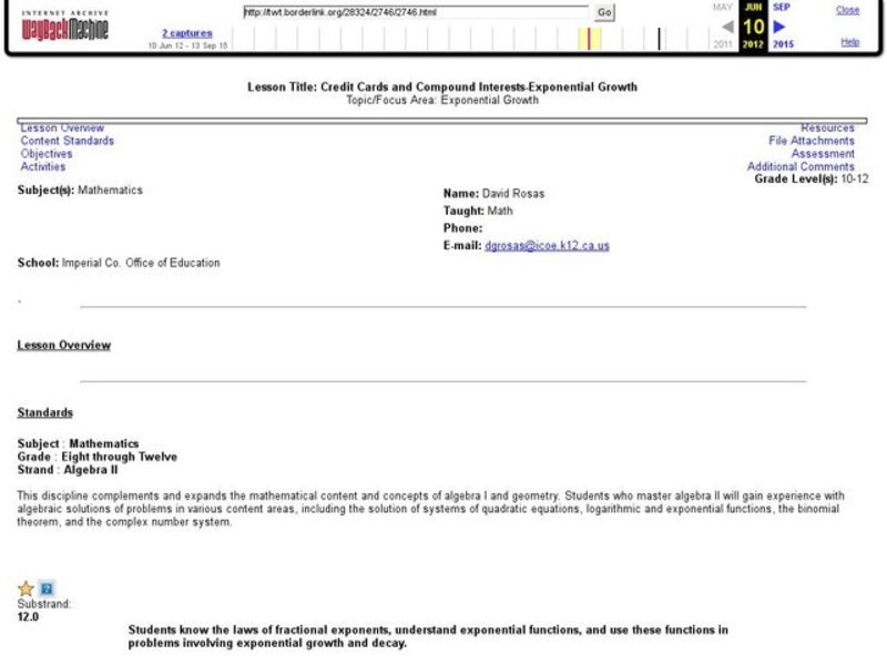 Credit Cards and Compound Interests-Exponential Growth Lesson Plan