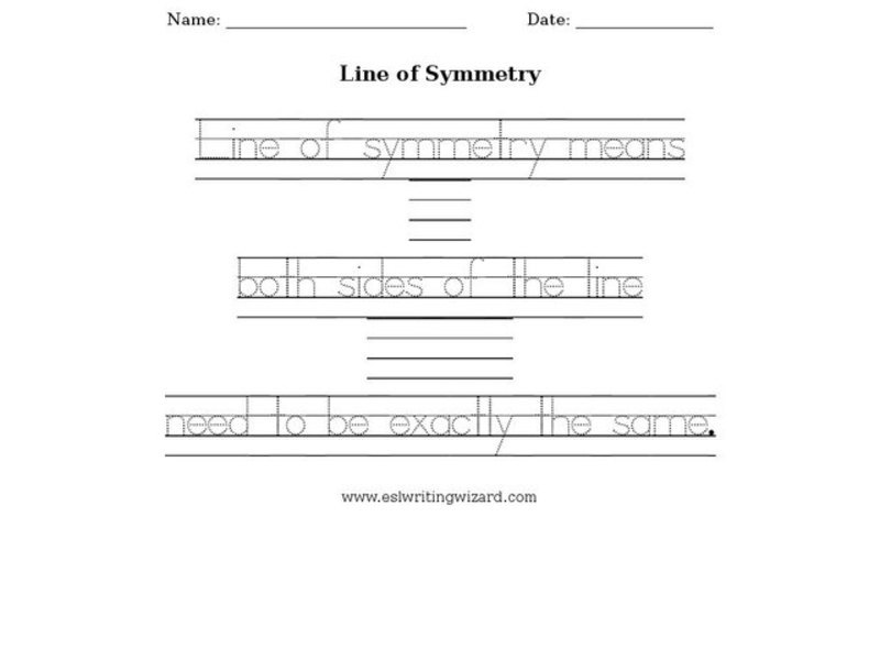 Handwriting Practice:  Line of Symmetry Worksheet