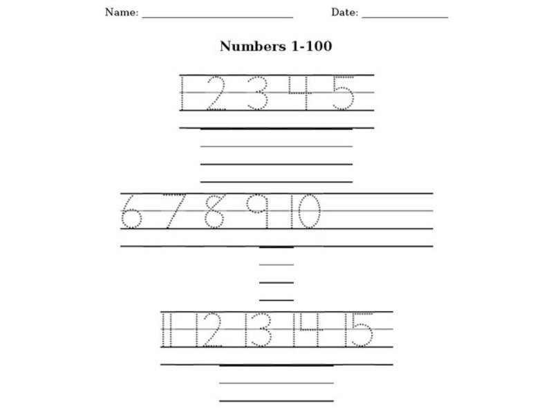 Handwriting Numbers From 1-100 Worksheet