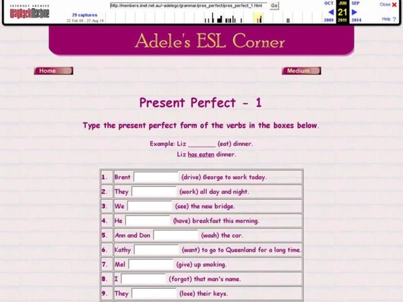 Adele's ESL Corner: Present Perfect-1 Interactive