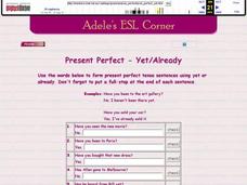 Adele's ESL Corner: Present Perfect-Yet/Already Interactive