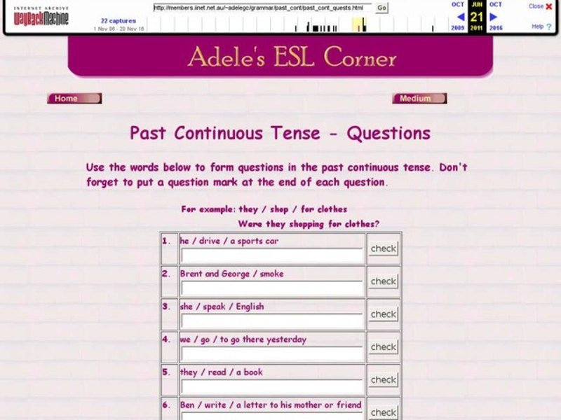 Past Continuous Tense - Questions Interactive