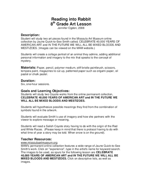 Reading Into Rabbit Lesson Plan