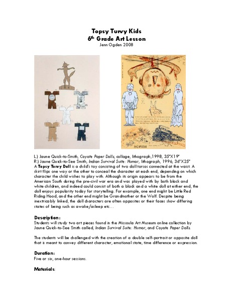 Topsy Turvy Kids Lesson Plan