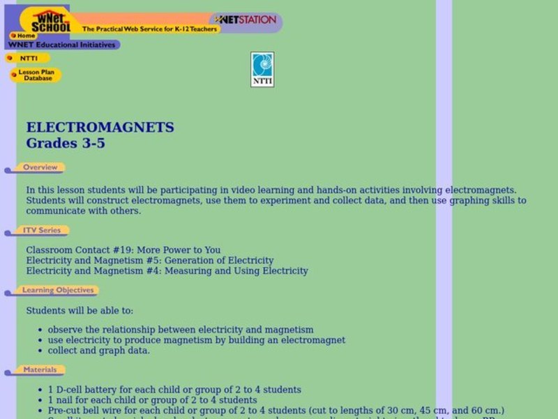 ELECTROMAGNETS Lesson Plan