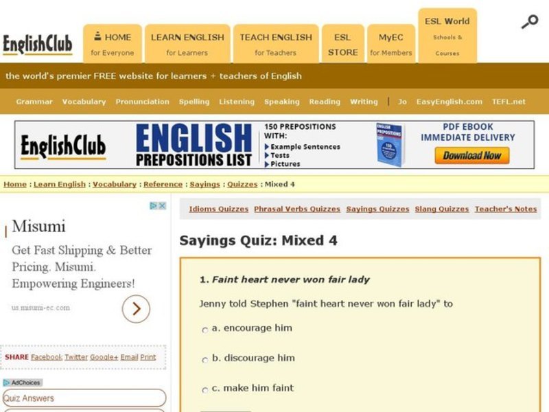 Sayings Quiz:  Mixed 4 Interactive