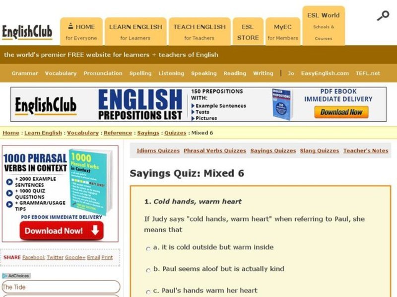 Sayings Quiz: Mixed 6 Interactive