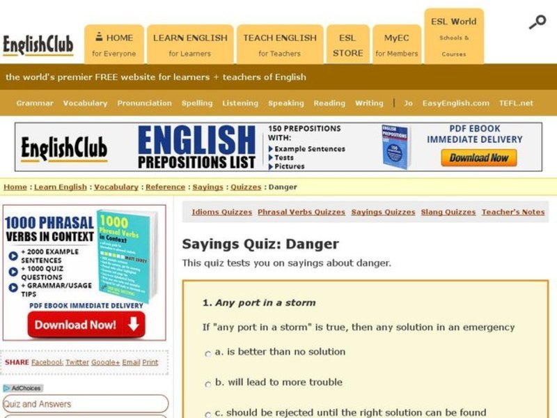 Sayings Quiz: Danger Interactive