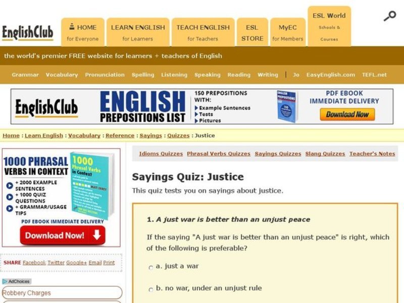 Sayings Quiz: Justice Interactive