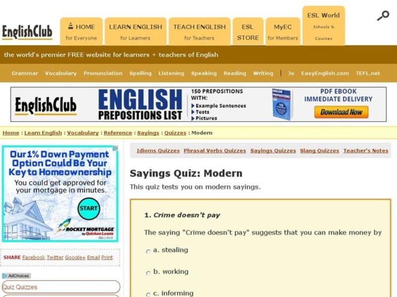 Sayings Quiz: Modern Interactive