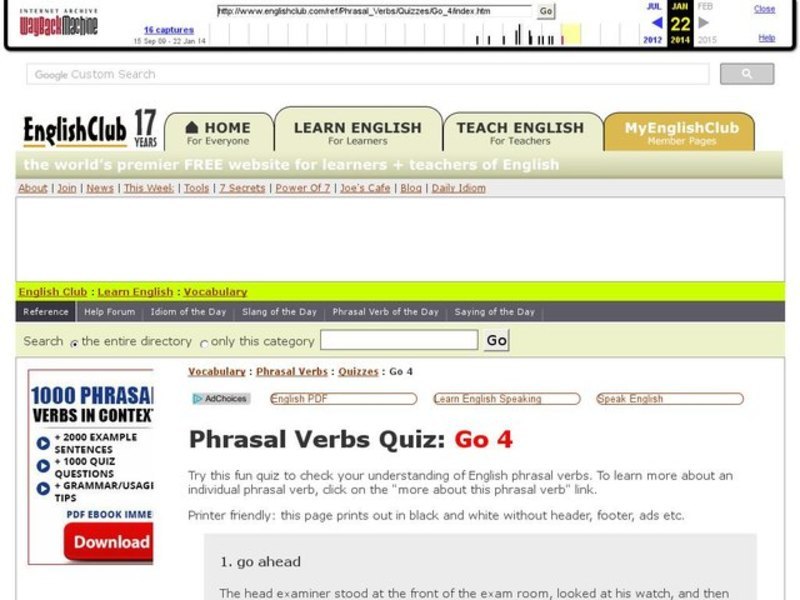Phrasal Verbs Quiz: Go 4 Interactive