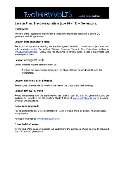 Electromagnetism Lesson Plan