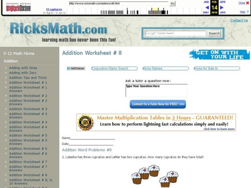 Beginning Addition Word Problems Lesson Plan