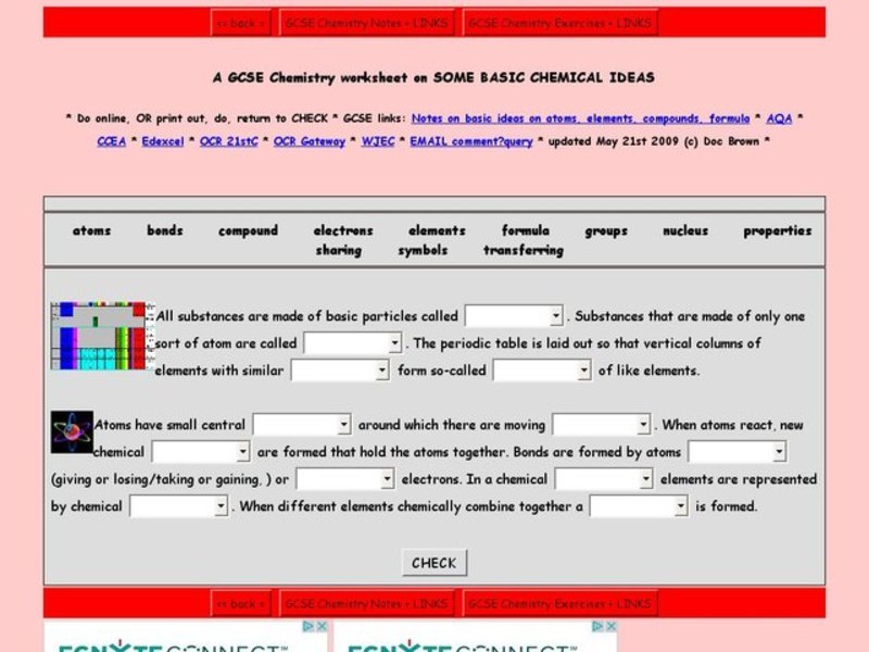 Some Basic Chemical Ideas Worksheet