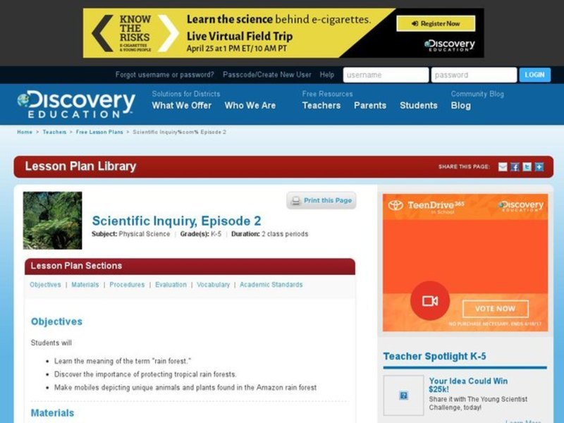 The Unique Rain Forest Lesson Plan