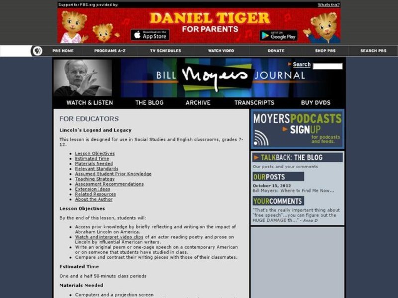 Lincoln's Legend and Legacy Lesson Plan