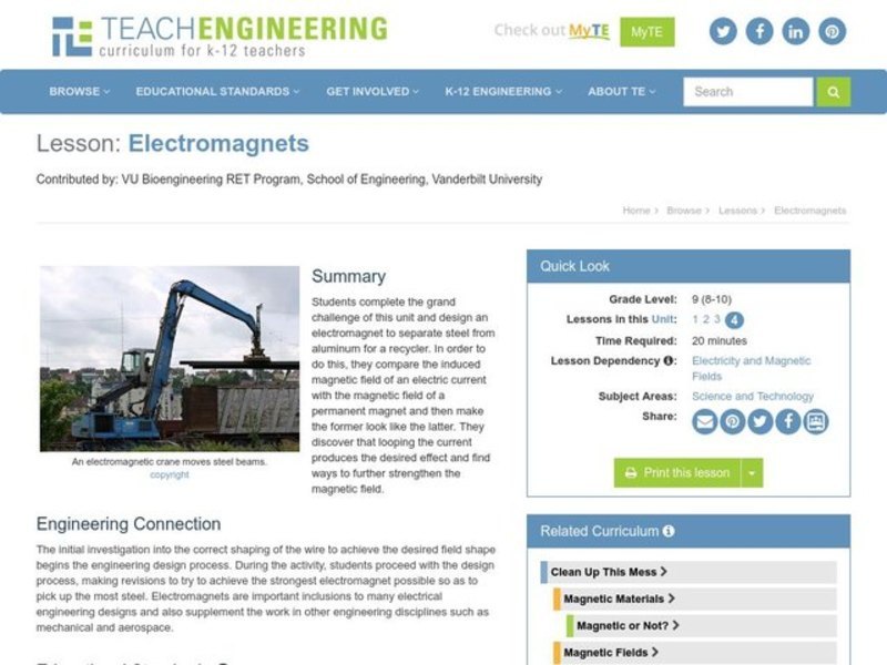 Electromagnets Lesson Plan