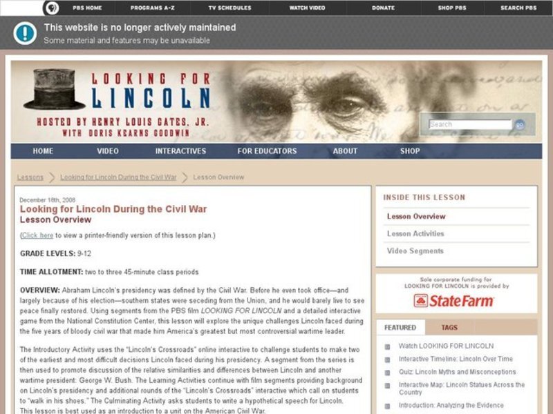 Looking for Lincoln During the Civil War Lesson Plan