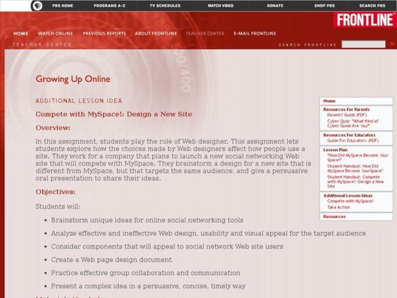 Growing Up Online Lesson Plan