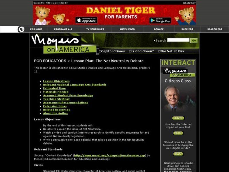 Lesson Plan: The Net Neutrality Debate Lesson Plan