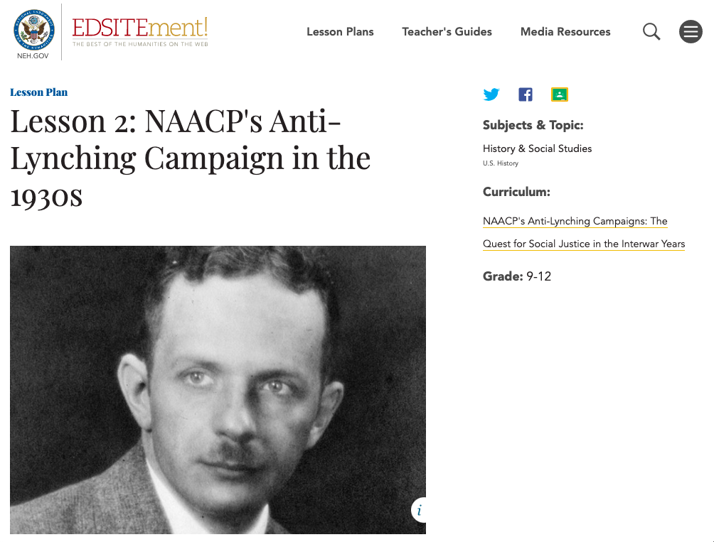 NAACP's Anti-Lynching Campaign in the 1930s Lesson Plan