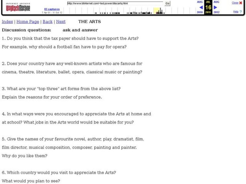 Discussion:  The Arts Lesson Plan