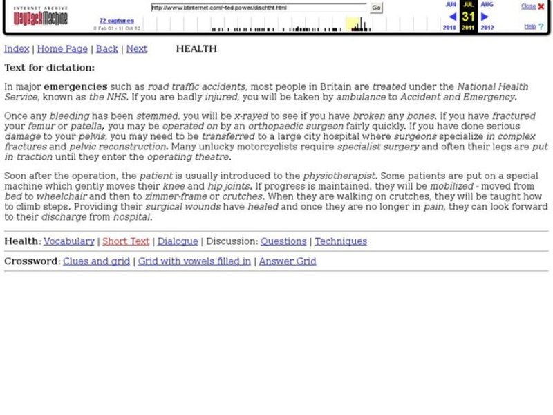 Dictation:  Health Lesson Plan