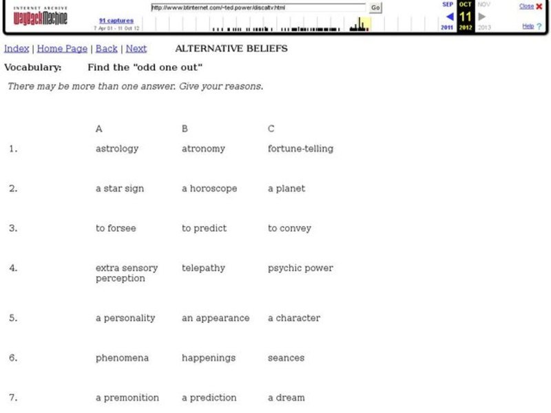 Alternative Beliefs--Vocabulary Interactive