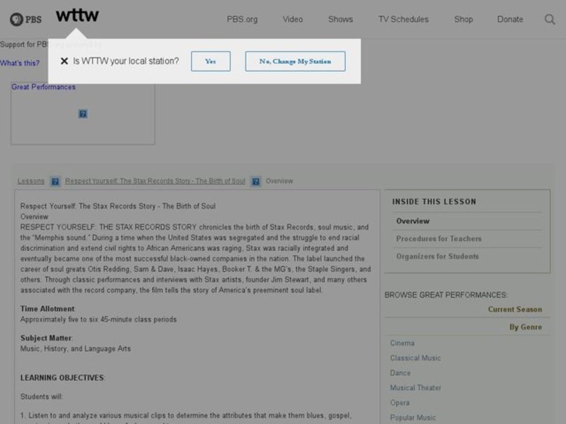 Respect Yourself: The Stax Records Story - The Birth of Soul Lesson Plan