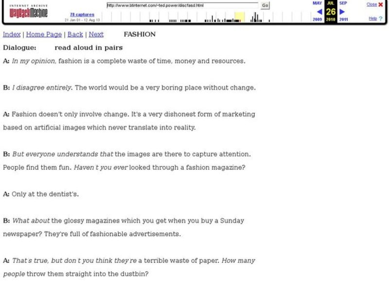 Dialogue:  Fashion Lesson Plan