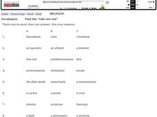 Religion Vocabulary Worksheet