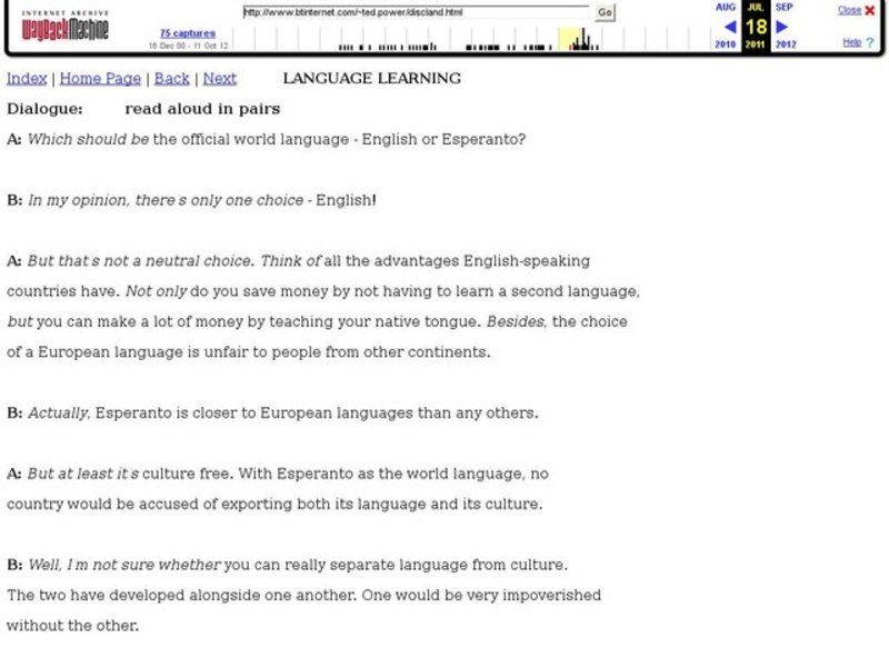 Dialogue:  Languagae Learning Lesson Plan