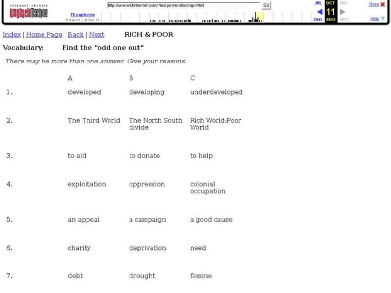 Vocabulary:  Rich and Poor Worksheet
