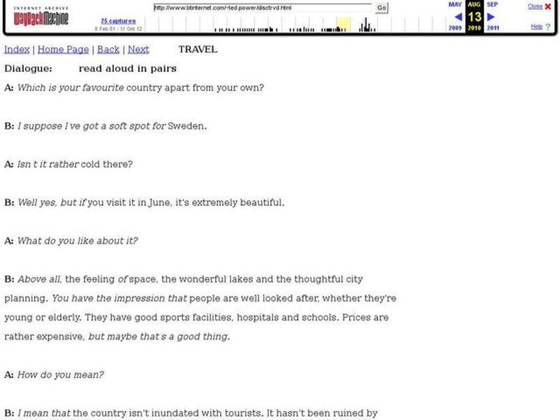 Dialogue:  Travel Lesson Plan