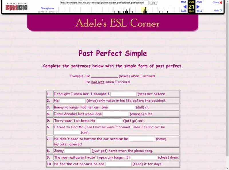 Adele's ESL Corner: Past Perfect Simple Interactive