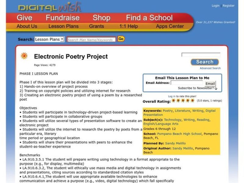 Electronic Poetry Project Lesson Plan