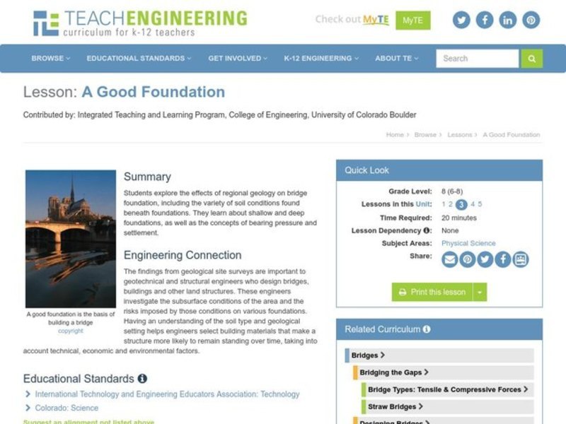 A Good Foundation Lesson Plan