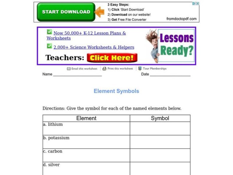 Element Symbols Organizer