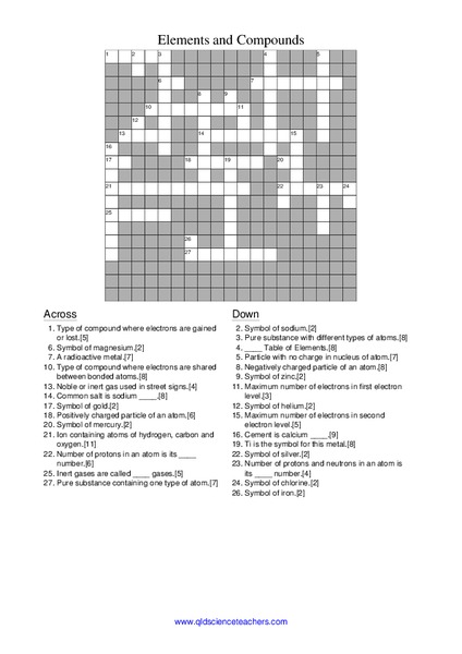 Elements And Compounds Worksheet
