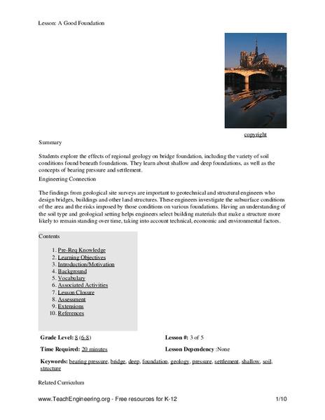 A Good Foundation Lesson Plan