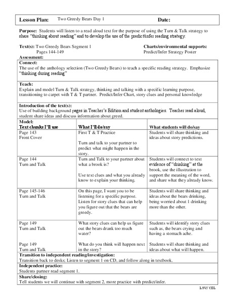 Two Greedy Bears Lesson Plan