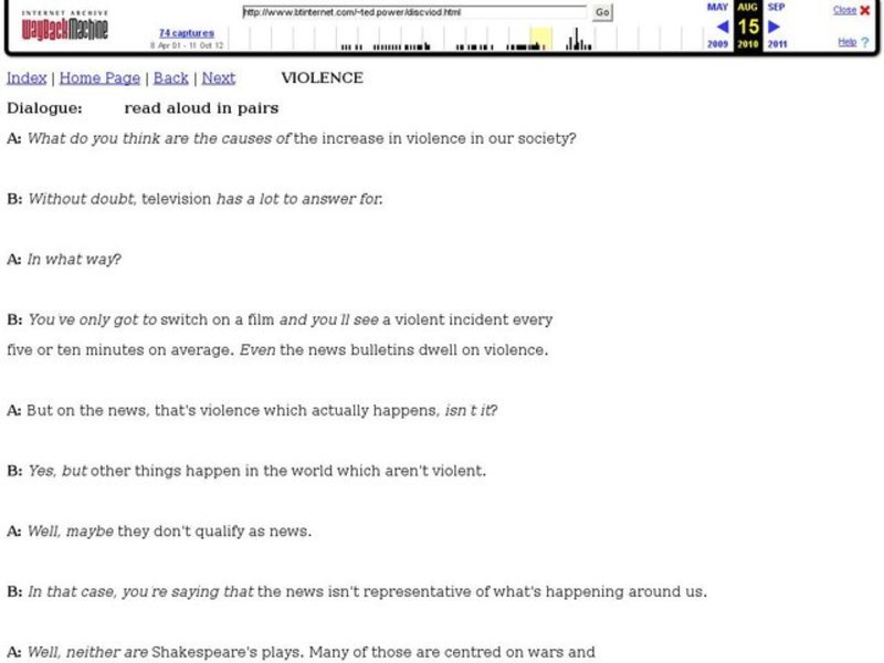 Violence Dialogue Lesson Plan