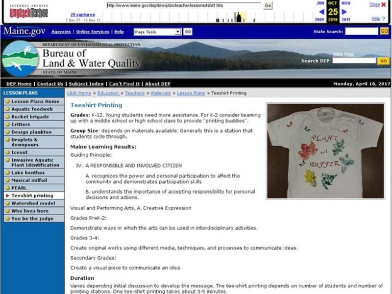 Teeshirt Printing Lesson Plan