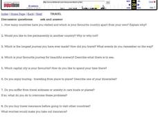 Discussion about Travel Lesson Plan